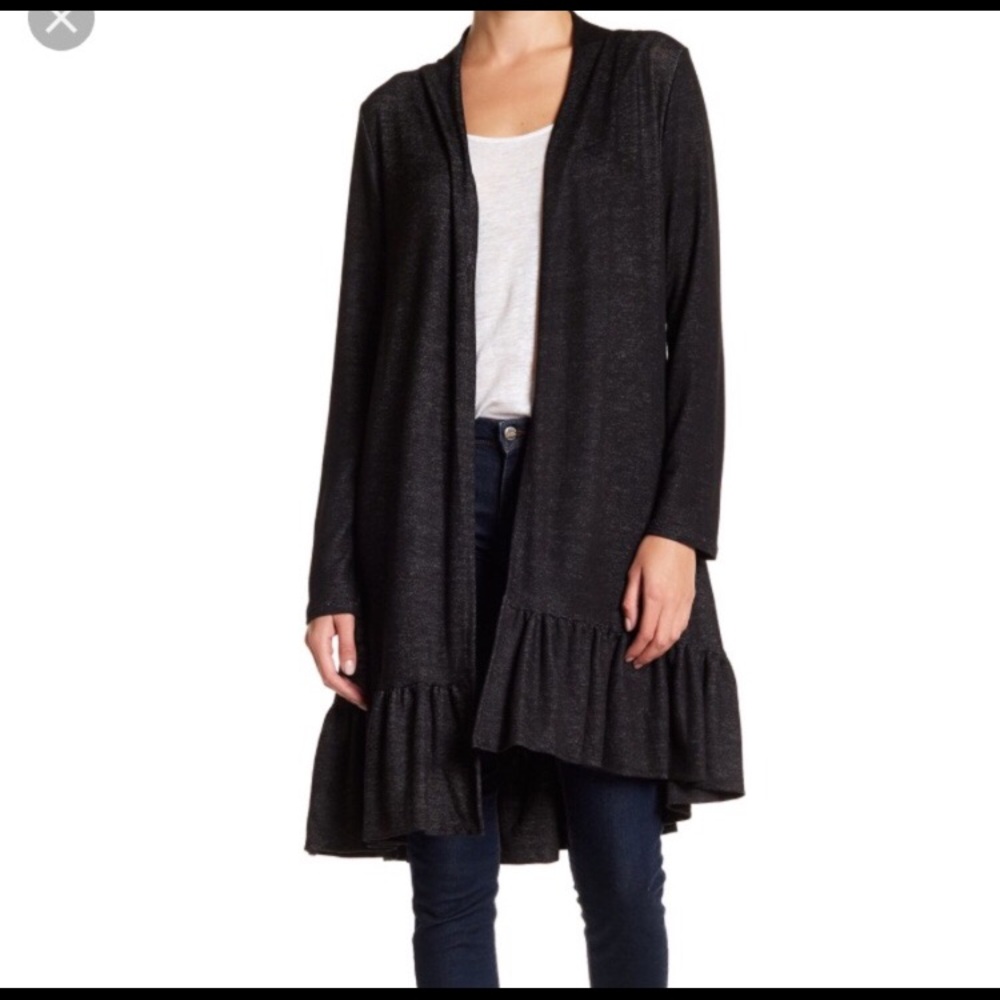 Edista Ruffle Open Duster Cardigan